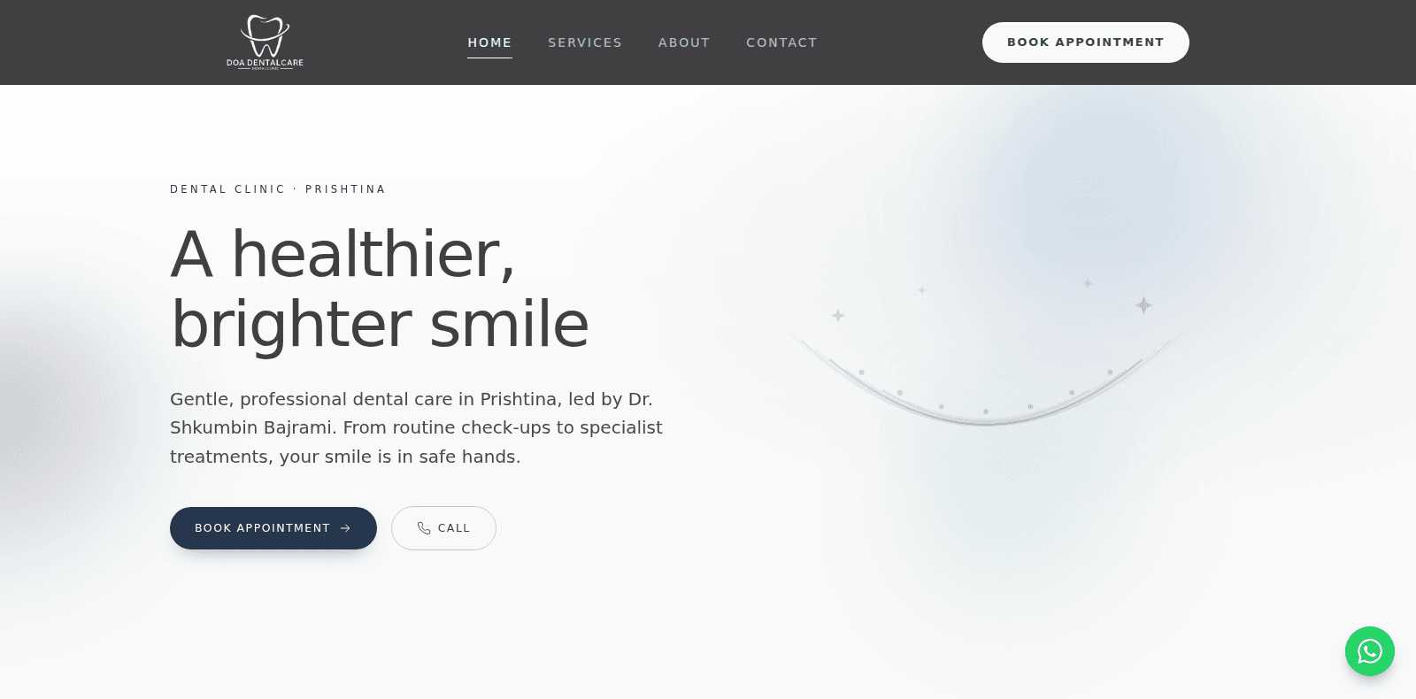 Doa Dentalcare | A calm, bilingual home for a Prishtina dental clinic project screenshot