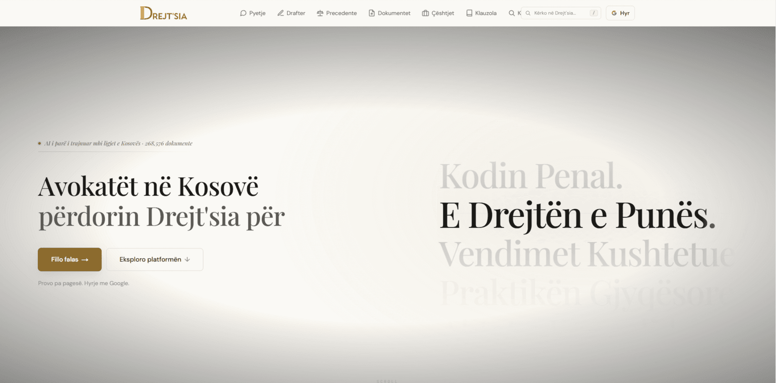 Drejt'sia | Making Kosovo's entire legal system searchable and verifiable project screenshot